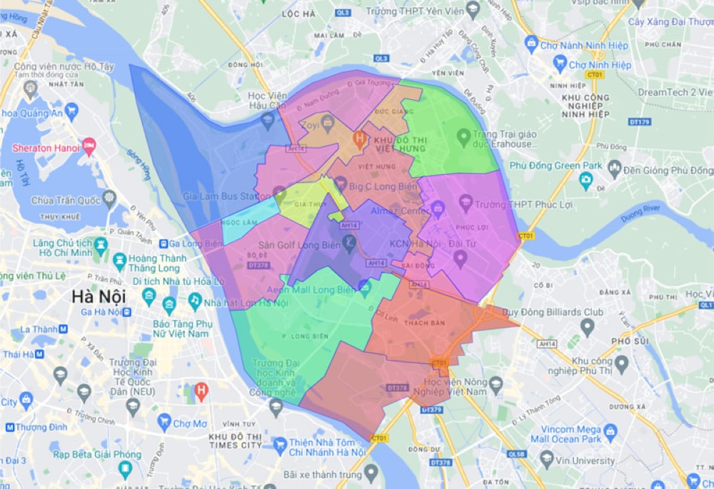 Map of Long Bien District